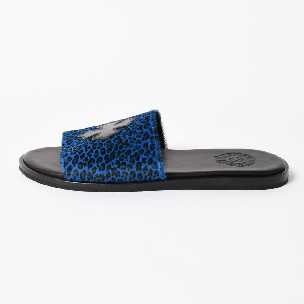 New and unused CHROME HEARTS CH SLIDE CH Plus Patch Harako Sandals Size 42 Miami Limited Blue Cheetah Used 4a005516