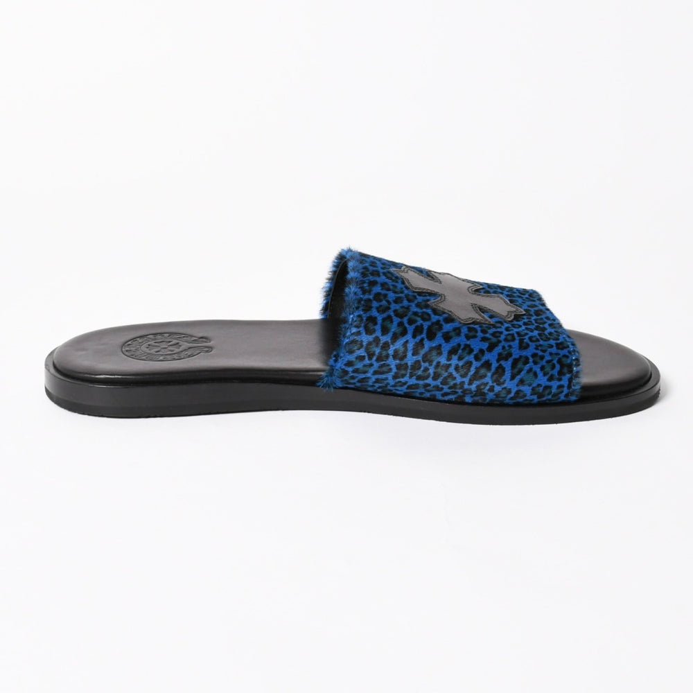 新品未使用 CHROME HEARTS クロムハーツ CH SLIDE CHプラスパッチ ハラコサンダル サイズ42 マイアミ限定 ブルーチーター 中古 4a005516