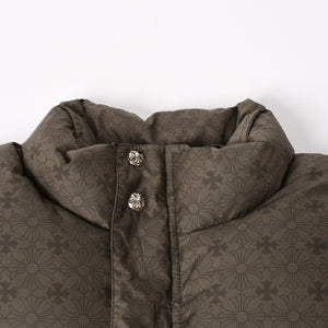 新品未使用 CHROME HEARTS クロムハーツ CH PLUS STIFF DOWN VEST CHプラス スティッフ ダウンベスト サイズM カーキ 総柄 中古 4a005510