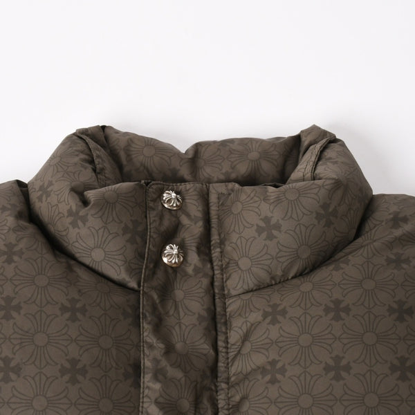 新品未使用 CHROME HEARTS クロムハーツ CH PLUS STIFF DOWN VEST CHプラス スティッフ ダウンベスト サイズM カーキ 総柄 中古 4a005510