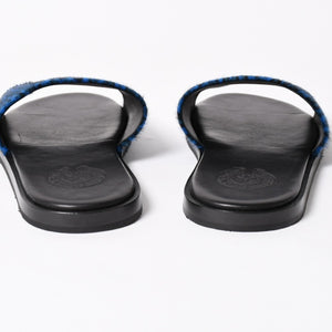 新品未使用 CHROME HEARTS クロムハーツ CH SLIDE CHプラスパッチ ハラコサンダル サイズ42 マイアミ限定 ブルーチーター 中古 4a005516