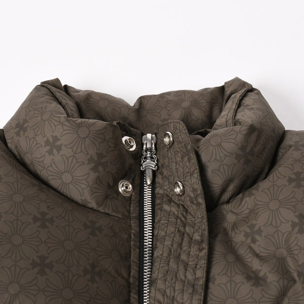 新品未使用 CHROME HEARTS クロムハーツ CH PLUS STIFF DOWN VEST CHプラス スティッフ ダウンベスト サイズM カーキ 総柄 中古 4a005510