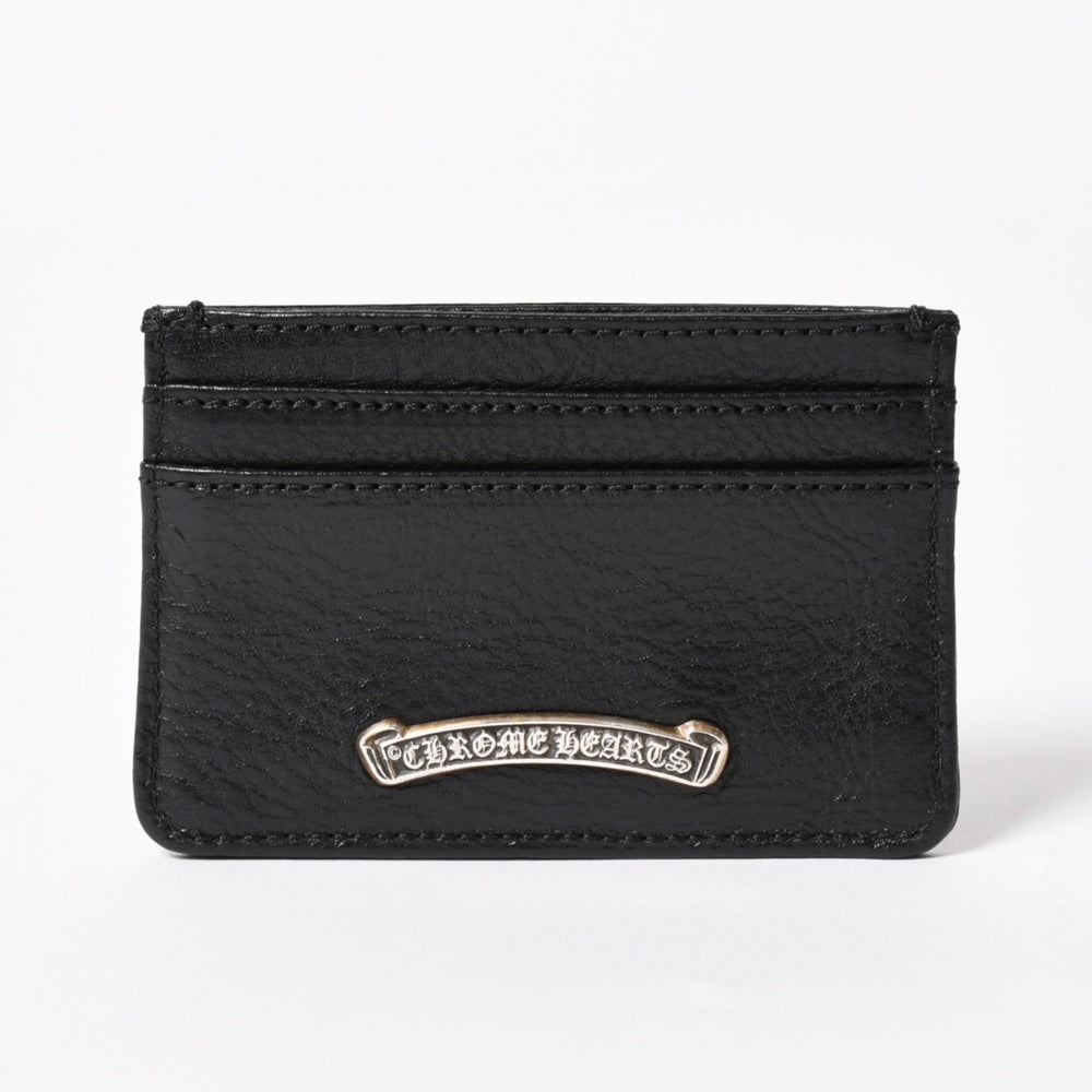 新品未使用品 CHROME HEARTS クロムハーツ Scroll Logo スクロールロゴ カードケース ブラック レザー シルバー925 中古 4a005518