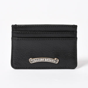 新品未使用品 CHROME HEARTS クロムハーツ Scroll Logo スクロールロゴ カードケース ブラック レザー シルバー925 中古 4a005518