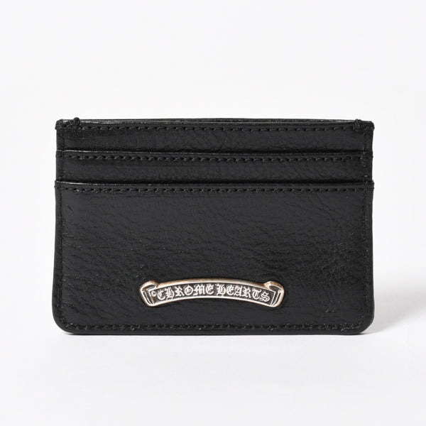 新品未使用品 CHROME HEARTS クロムハーツ Scroll Logo スクロールロゴ カードケース ブラック レザー シルバー925 中古 4a005518