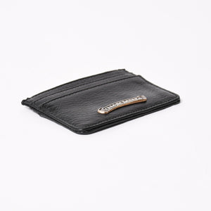 新品未使用品 CHROME HEARTS クロムハーツ Scroll Logo スクロールロゴ カードケース ブラック レザー シルバー925 中古 4a005518