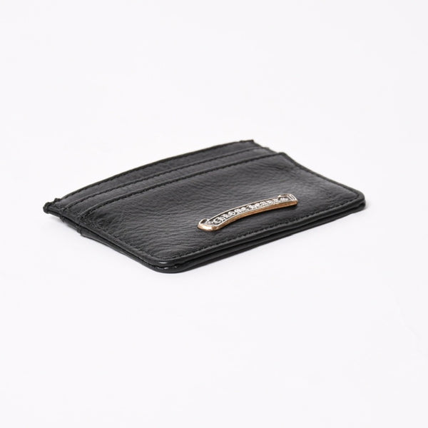 新品未使用品 CHROME HEARTS クロムハーツ Scroll Logo スクロールロゴ カードケース ブラック レザー シルバー925 中古 4a005518
