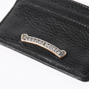 新品未使用品 CHROME HEARTS クロムハーツ Scroll Logo スクロールロゴ カードケース ブラック レザー シルバー925 中古 4a005518