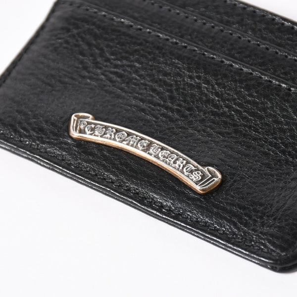 新品未使用品 CHROME HEARTS クロムハーツ Scroll Logo スクロールロゴ カードケース ブラック レザー シルバー925 中古 4a005518