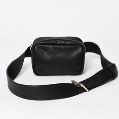 新品未使用 CHROME HEARTS クロムハーツ ボディバッグ ウエストバッグ ダガー ローラーベルト レザー ブラック シルバー925 中古 4a005507
