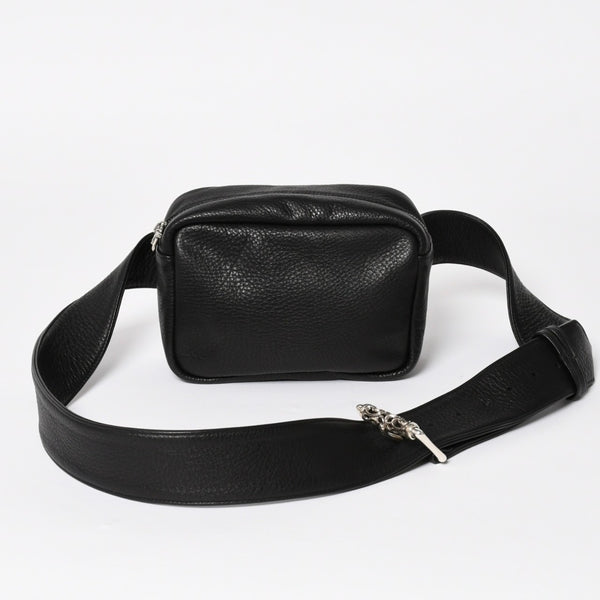 新品未使用 CHROME HEARTS クロムハーツ ボディバッグ ウエストバッグ ダガー ローラーベルト レザー ブラック シルバー925 中古 4a005507
