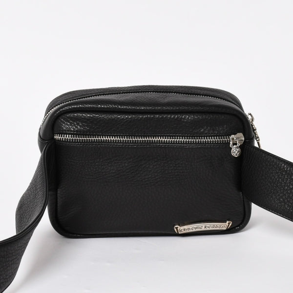 新品未使用 CHROME HEARTS クロムハーツ ボディバッグ ウエストバッグ ダガー ローラーベルト レザー ブラック シルバー925 中古 4a005507