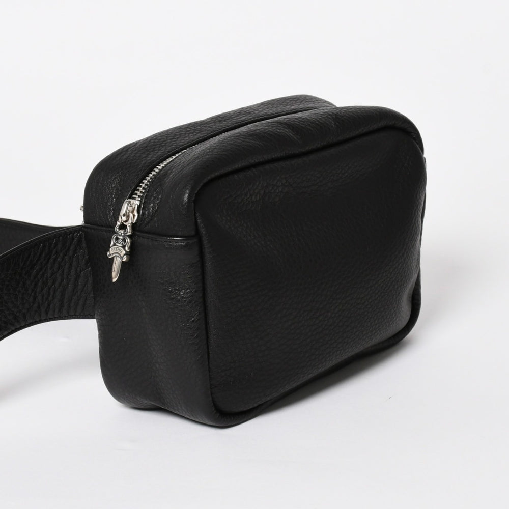 New and unused CHROME HEARTS Body Bag Waist Bag Dagger Roller Belt Leather Black Silver 925 Used 4a005507