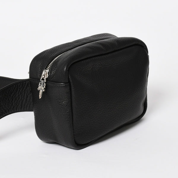 新品未使用 CHROME HEARTS クロムハーツ ボディバッグ ウエストバッグ ダガー ローラーベルト レザー ブラック シルバー925 中古 4a005507