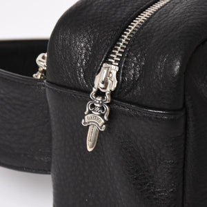 新品未使用 CHROME HEARTS クロムハーツ ボディバッグ ウエストバッグ ダガー ローラーベルト レザー ブラック シルバー925 中古 4a005507