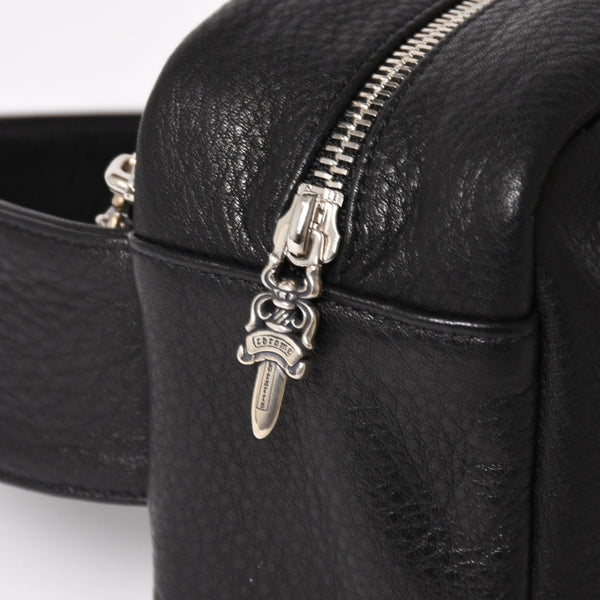 新品未使用 CHROME HEARTS クロムハーツ ボディバッグ ウエストバッグ ダガー ローラーベルト レザー ブラック シルバー925 中古 4a005507