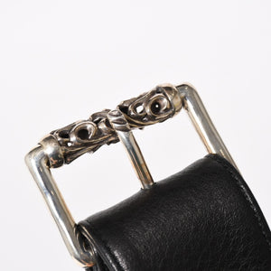 新品未使用 CHROME HEARTS クロムハーツ ボディバッグ ウエストバッグ ダガー ローラーベルト レザー ブラック シルバー925 中古 4a005507