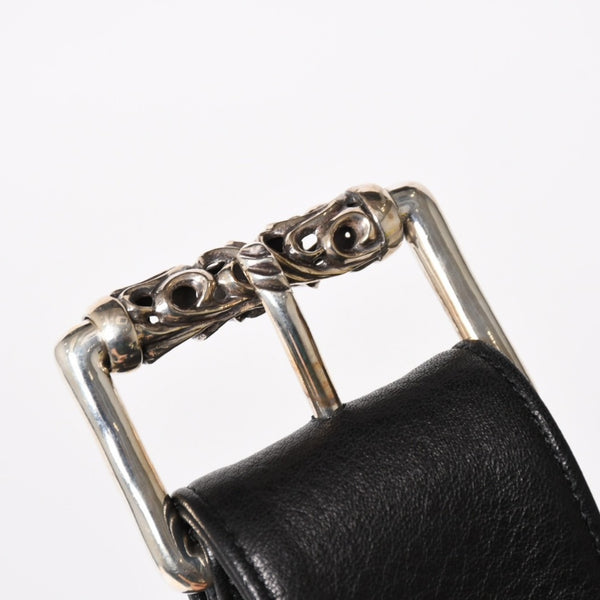 新品未使用 CHROME HEARTS クロムハーツ ボディバッグ ウエストバッグ ダガー ローラーベルト レザー ブラック シルバー925 中古 4a005507