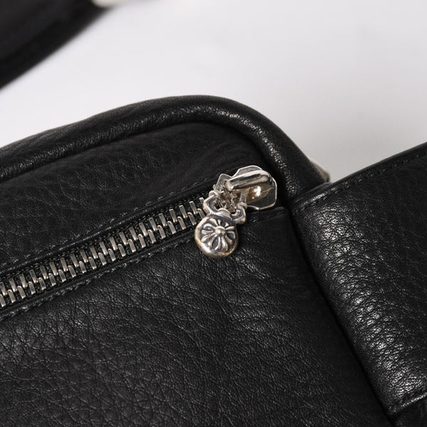 新品未使用 CHROME HEARTS クロムハーツ ボディバッグ ウエストバッグ ダガー ローラーベルト レザー ブラック シルバー925 中古 4a005507