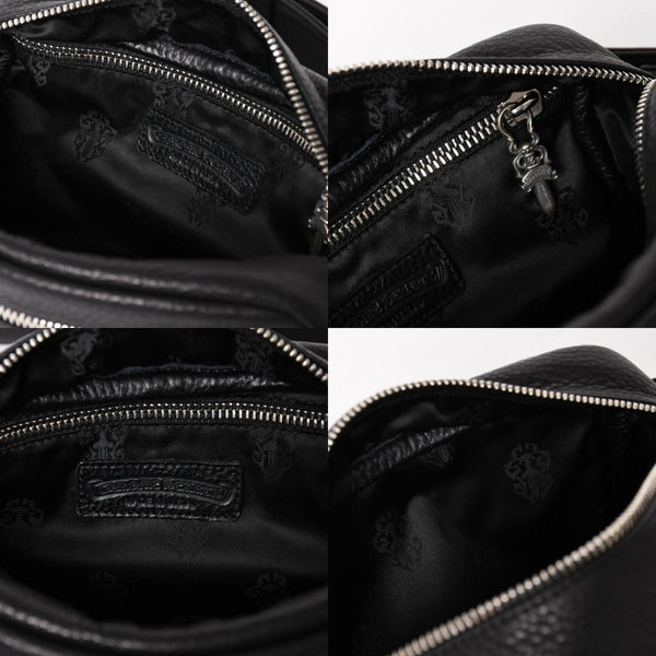 新品未使用 CHROME HEARTS クロムハーツ ボディバッグ ウエストバッグ ダガー ローラーベルト レザー ブラック シルバー925 中古 4a005507