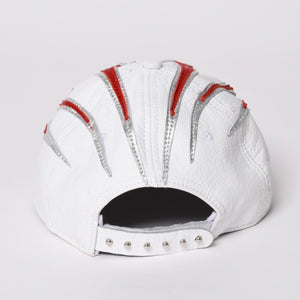 Brand new, unused Mannahatta NYC White Leather Fuego Logo Cap, FREE SIZE, model worn by Alicia Keys.&F Only Used 4a005538