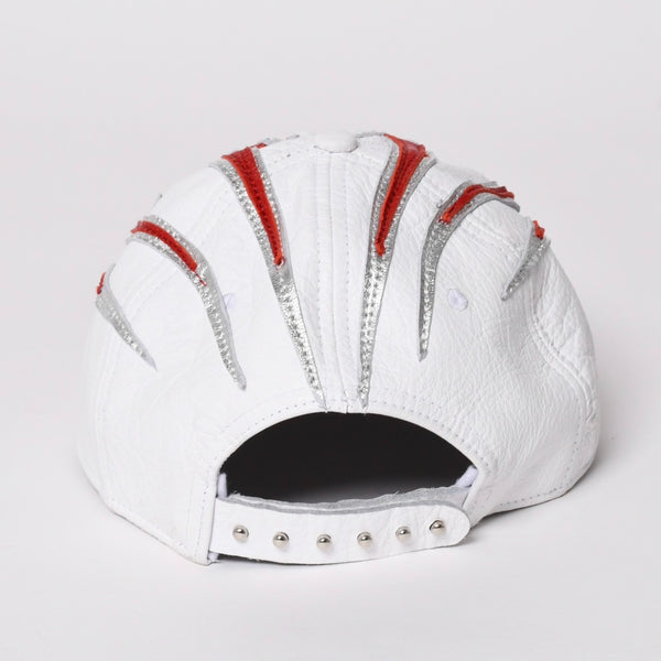 Brand new, unused Mannahatta NYC White Leather Fuego Logo Cap, FREE SIZE, model worn by Alicia Keys.&F Only Used 4a005538