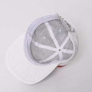 Brand new, unused Mannahatta NYC White Leather Fuego Logo Cap, FREE SIZE, model worn by Alicia Keys.&F Only Used 4a005538