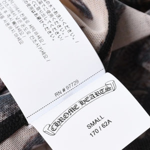 新品未使用 CHROME HEARTS クロムハーツ All Over Cross Print Mesh Mini Skirt セメタリークロス シアーメッシュ生地 タイトミニスカート ブラック ブラウン Sサイズ 中古 4a005224