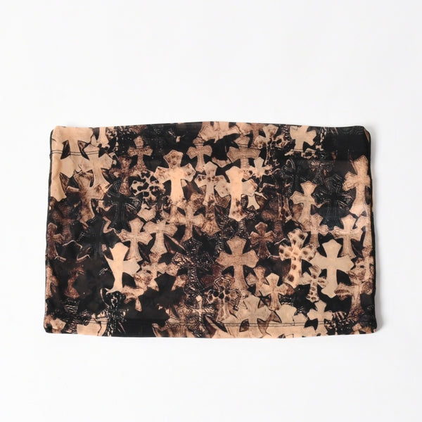 新品未使用 CHROME HEARTS クロムハーツ All Over Cross Print Mesh Mini Skirt セメタリークロス シアーメッシュ生地 タイトミニスカート ブラック ブラウン Sサイズ 中古 4a005224