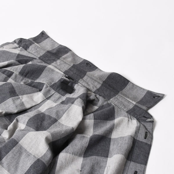 極美品 CHROME HEARTS クロムハーツ ブロックチェック柄 半袖シャツ クロスボールボタン CHプラス グレー ブラック Lサイズ シルバー925 中古 4a005231