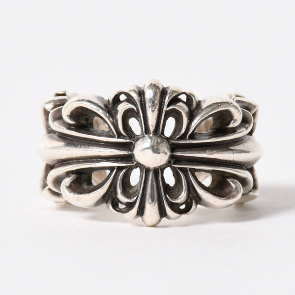 CHROME HEARTS クロムハーツ DOUBLE FLORAL CROSS ダブルフローラルクロス リング 重量約16.68g サイズ15号 美品 中古 4a005203