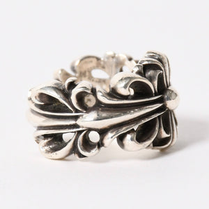 CHROME HEARTS クロムハーツ DOUBLE FLORAL CROSS ダブルフローラルクロス リング 重量約16.68g サイズ15号 美品 中古 4a005203