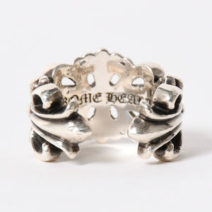 CHROME HEARTS クロムハーツ DOUBLE FLORAL CROSS ダブルフローラルクロス リング 重量約16.68g サイズ15号 美品 中古 4a005203
