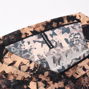 新品未使用 CHROME HEARTS クロムハーツ All Over Cross Print Mesh Mini Skirt セメタリークロス シアーメッシュ生地 タイトミニスカート ブラック ブラウン Sサイズ 中古 4a005224