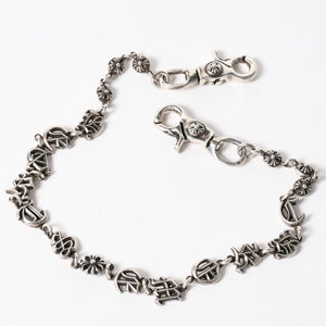CHROME HEARTS クロムハーツ スペルアウト ウォレットチェーン ロング 2クリップ 重量約216.83g 全長約63cm 美品 中古 4a005222