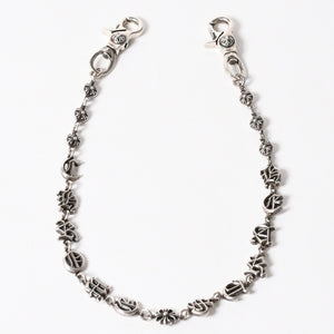 CHROME HEARTS クロムハーツ スペルアウト ウォレットチェーン ロング 2クリップ 重量約216.83g 全長約63cm 美品 中古 4a005222