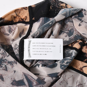 新品未使用 CHROME HEARTS クロムハーツ All Over Cross Print Mesh Mini Skirt セメタリークロス シアーメッシュ生地 タイトミニスカート ブラック ブラウン Sサイズ 中古 4a005224