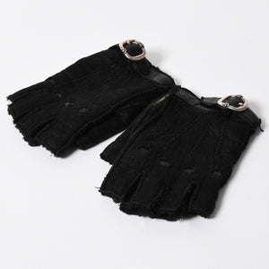 CHROME HEARTS クロムハーツ シアリング フィンガーレス バックルグローブ サイズ8.5 195/215 ガンスリンガー ラムレザー ブラックレザー 美品 中古 4a005530