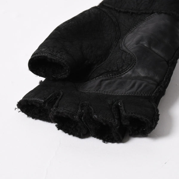 CHROME HEARTS クロムハーツ シアリング フィンガーレス バックルグローブ サイズ8.5 195/215 ガンスリンガー ラムレザー ブラックレザー 美品 中古 4a005530