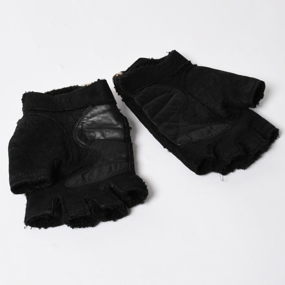 CHROME HEARTS クロムハーツ シアリング フィンガーレス バックルグローブ サイズ8.5 195/215 ガンスリンガー ラムレザー ブラックレザー 美品 中古 4a005530