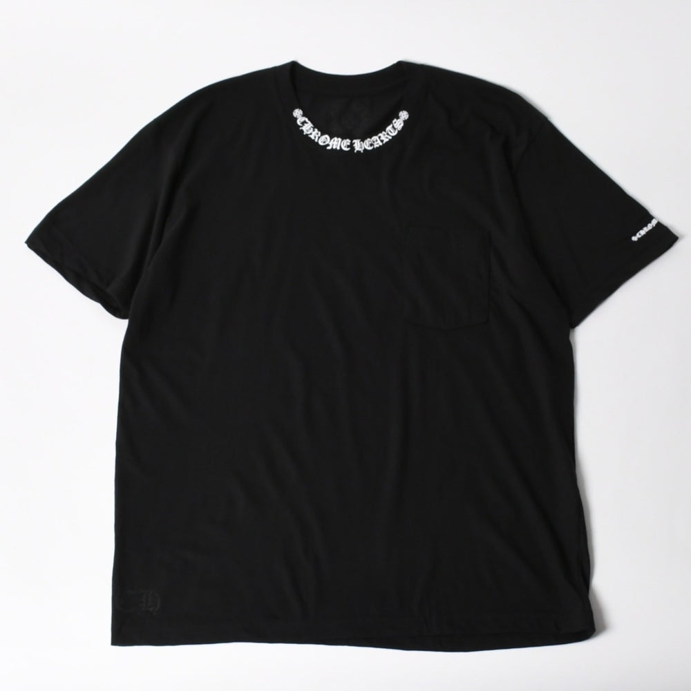 New and unused item CHROME HEARTS Short sleeve T-shirt Size XL Neck logo Old English Black Used 4a005505