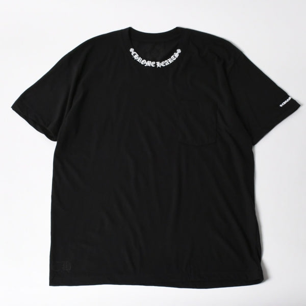 New and unused item CHROME HEARTS Short sleeve T-shirt Size XL Neck logo Old English Black Used 4a005505