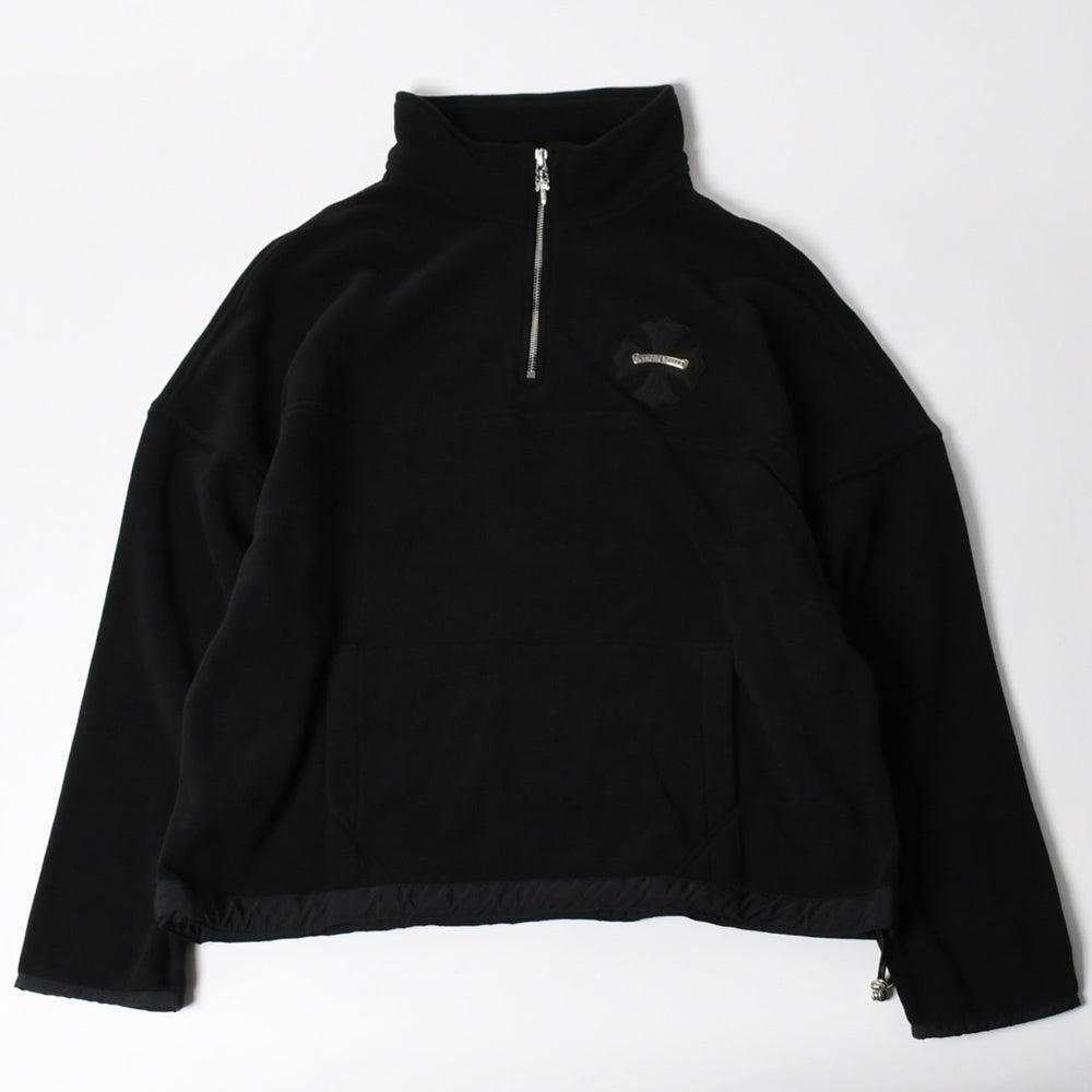 新品未使用品 CHROME HEARTS クロムハーツ Y NOT ワイノット ハーフジップフリース サイズL CHプラスパッチ ブラック シルバー925 中古 4a005506