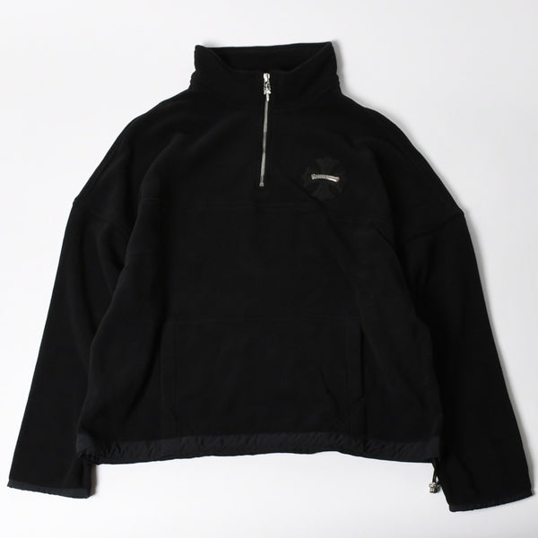 新品未使用品 CHROME HEARTS クロムハーツ Y NOT ワイノット ハーフジップフリース サイズL CHプラスパッチ ブラック シルバー925 中古 4a005506