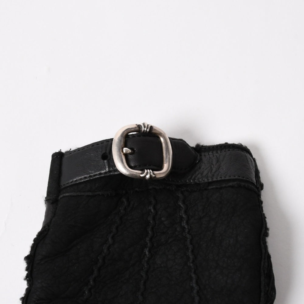 CHROME HEARTS Shearling Fingerless Buckle Gloves Size 8.5 195/215 Gunslinger Lamb Leather Black Leather Good Condition Used 4a005530