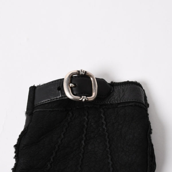 CHROME HEARTS クロムハーツ シアリング フィンガーレス バックルグローブ サイズ8.5 195/215 ガンスリンガー ラムレザー ブラックレザー 美品 中古 4a005530