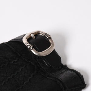 CHROME HEARTS クロムハーツ シアリング フィンガーレス バックルグローブ サイズ8.5 195/215 ガンスリンガー ラムレザー ブラックレザー 美品 中古 4a005530