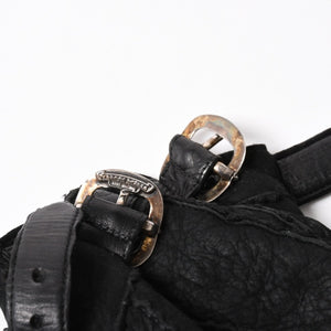 CHROME HEARTS クロムハーツ シアリング フィンガーレス バックルグローブ サイズ8.5 195/215 ガンスリンガー ラムレザー ブラックレザー 美品 中古 4a005530