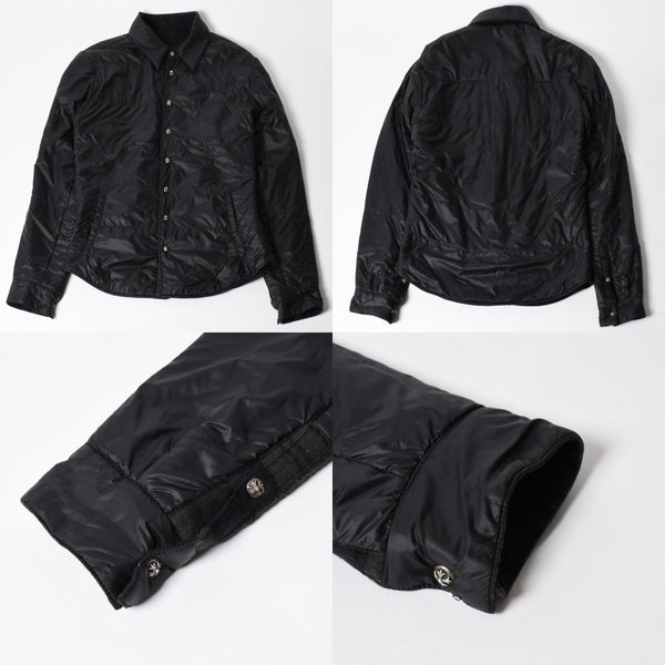 CHROME HEARTS クロムハーツ リバーシブルジャケット シャツジャケット 中綿シャツ クロスボールボタン グリーン ネイビー サイズM 美品 中古 4a005529
