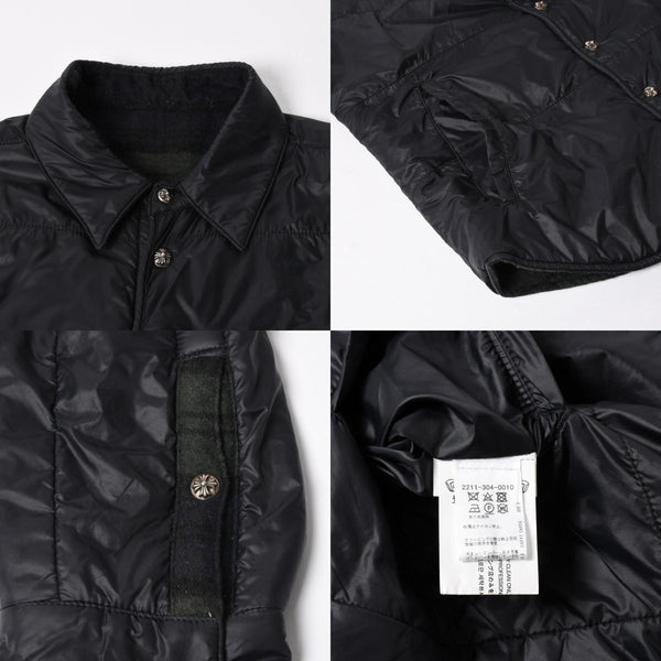 CHROME HEARTS クロムハーツ リバーシブルジャケット シャツジャケット 中綿シャツ クロスボールボタン グリーン ネイビー サイズM 美品 中古 4a005529